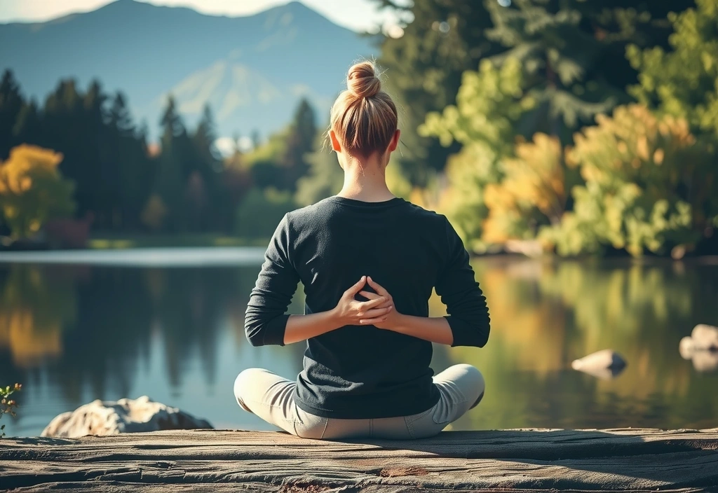 O persoană meditând în natură, simbolizând echilibrul mental