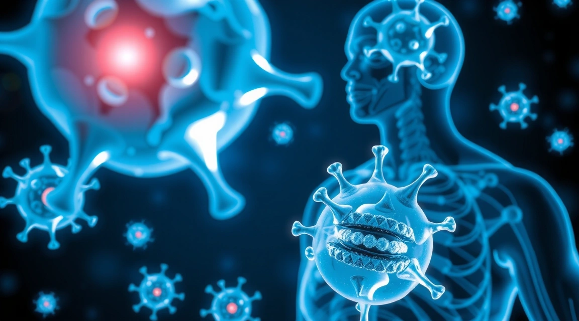 Imaginile stilizate ale celulelor și moleculelor interacționând, reprezentând mecanismul de acțiune al suplimentelor